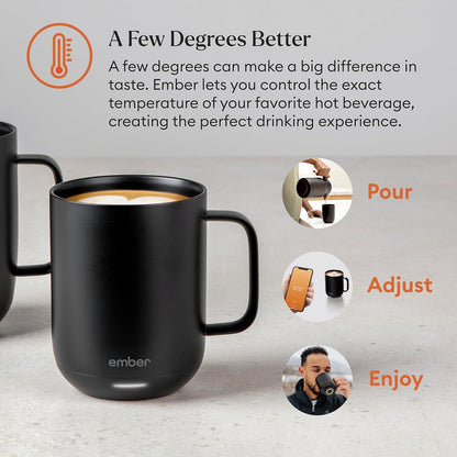 Ember Temperature Control Smart Mug 2, 14 Oz, App-Controlled Heated Coffee Mug with 80 Min Battery Life and Improved Design, Black