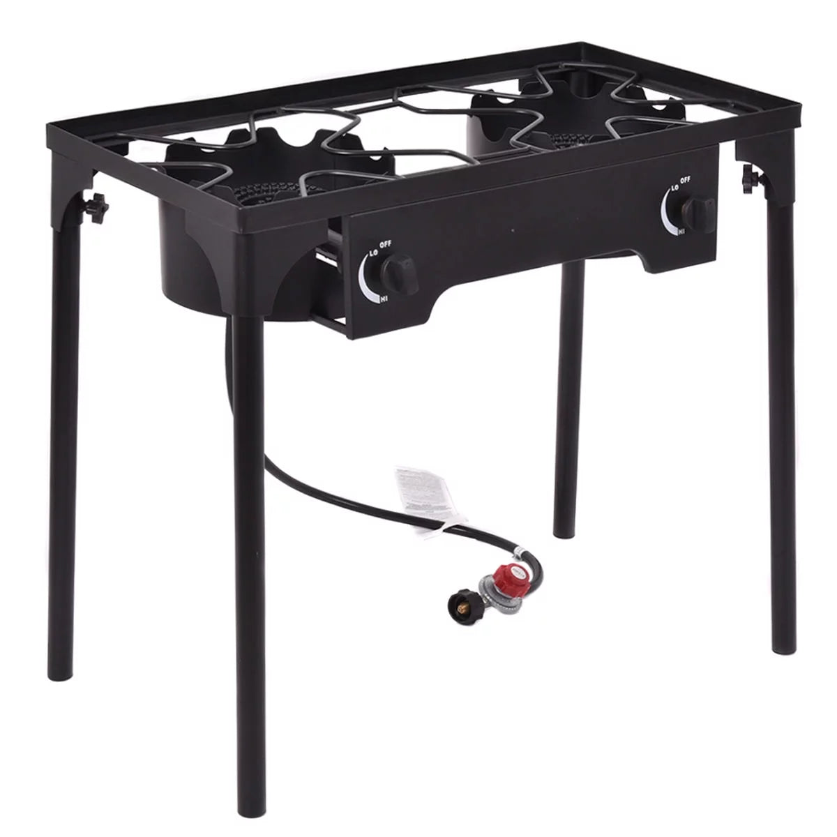 Costway Double Burner Gas Propane Cooker Outdoor Picnic Stove Stand BBQ Grill