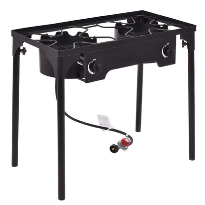 Costway Double Burner Gas Propane Cooker Outdoor Picnic Stove Stand BBQ Grill