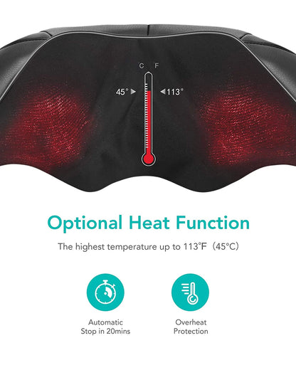 Naipo Shiatsu Back and Neck Massager with Heat Deep Kneading Massage for Neck, Back, Shoulder, Foot and Legs, Use at Home, Car, Office