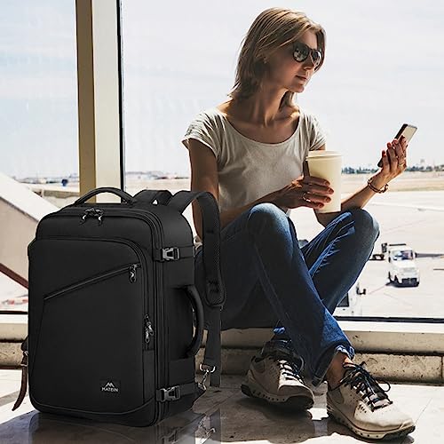 MATEIN Carry on Backpack, Extra Large Travel Backpack Expandable Airplane Approved Weekender Bag for Men and Women, Water Resistant Lightweight Daypack for Flight 40L, Black