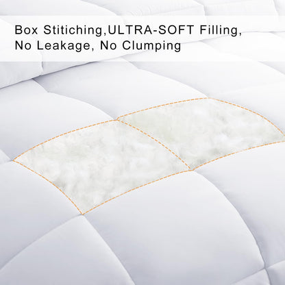 COHOME All Season King Size Cooling Comforter，Fluffy Down Alternative Comforter - Quilted Duvet Insert with Corner Tabs - Luxury Soft Hotel Comforter - Reversible - Breathable - White