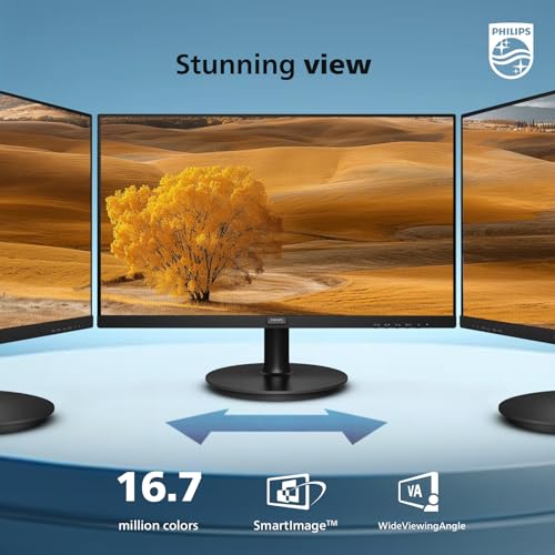Philips 221V8LB 22 inch Class Thin Full HD (1920 x 1080) Monitor, 100Hz Refresh Rate, VESA, HDMI x1, VGA x1, LowBlue Mode, Adaptive Sync, 4 Year Advance Replacement Warranty
