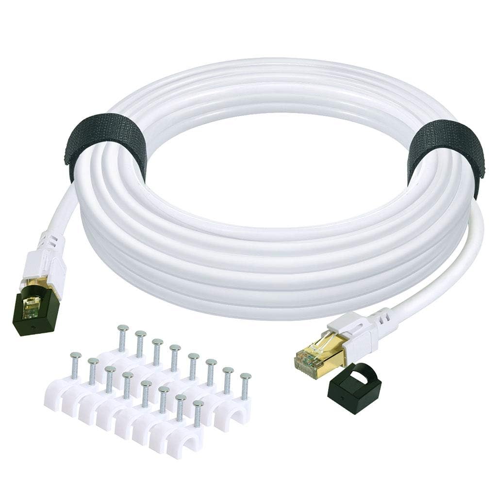 Cat 8 Ethernet Cable 82 ft Internet Network LAN Patch Cable Cord High Speed 2000Mhz 40Gbps RJ45 Cables for Gaming, Xbox, PS5, PS4, Modem, Router, Outdoor Compatible for Cat7/Cat6a/Cat5e Network