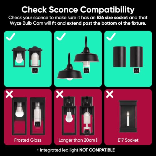 WYZE Bulb Cam - 2K HD Smart Light Bulb Security Camera, E26 Socket