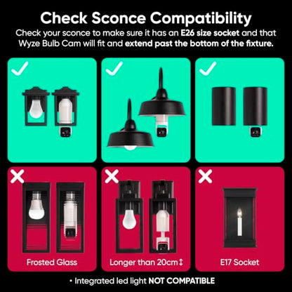 WYZE Bulb Cam - 2K HD Smart Light Bulb Security Camera, E26 Socket