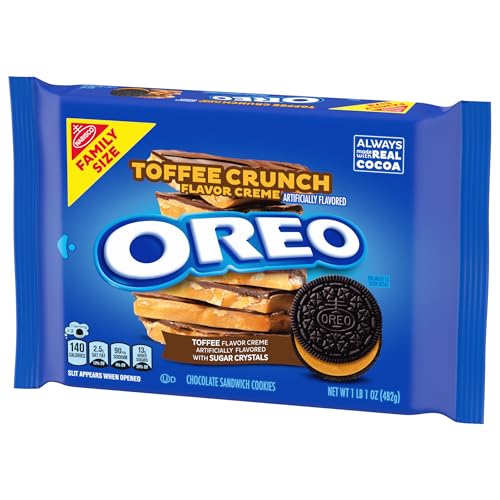 OREO Toffee Crunch Creme with Sugar Crystals Chocolate Sandwich Cookies, Family Size, 17 oz