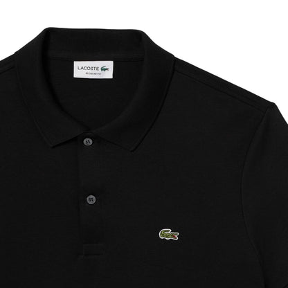 Lacoste Mens Short Sleeve Pima Jersey Interlock Regular Fit Polo, Black, Large