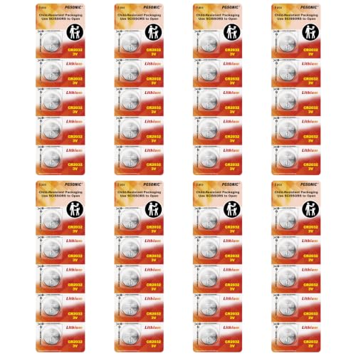 40 Pack CR2032 Batteries, 3V Lithium Coin Battery for Small Electronic Devices, 5 Year Shelf Life