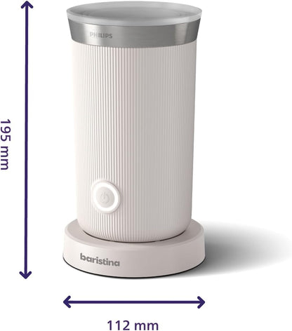 Philips Baristina Espresso Machine+Milk Frother Bundle. Real espresso. Compact coffee machine, portafilter, grinder, Cafe Crema. Dairy & Non-Dairy Milk foam. Hot & Cold. Easy Clean. White (BAR303/00)