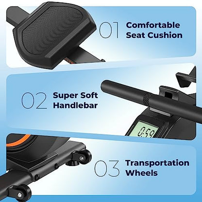 YOSUDA Magnetic Rowing Machine 350 LB Weight Capacity - Rower Machine for Home Use with LCD Monitor, Tablet Holder and Comfortable Seat Cushion-New Version