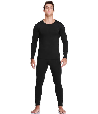 JZCreater Thermal Underwear for Men, Mens Long Johns Thermal Underwear Set, Fleece Lined Base Layer for Cold Weather Black