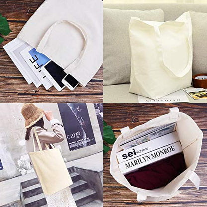 2 Pcs Tote Bags Multi-Purpose Reusable Blank Canvas Bags Use For Grocery Shopping Bags,DIY Gift Bags