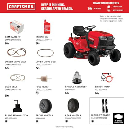 Craftsman 36" Gas Riding Lawn Mower with 11.5 HP* Briggs and Stratton Single-Cylinder Engine, Gas Lawn Tractor with 7-Speed Transmission, Red/Black
