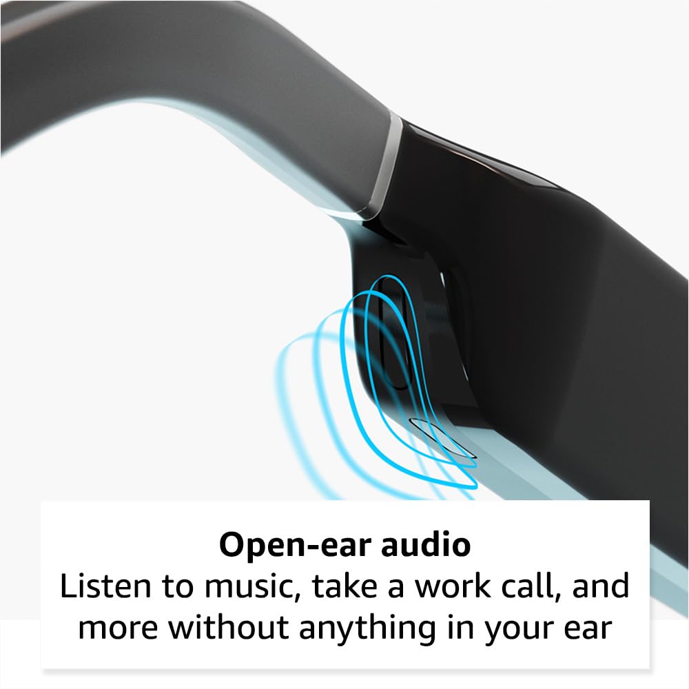 Amazon Echo Frames (newest model) + Echo Show 8 (newest model), Smart Glasses with Alexa, Square frames in Classic Black with prescription ready lenses