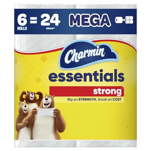 Charmin Essentials Strong Toilet Paper 6 Mega Rolls, 429 sheets per roll