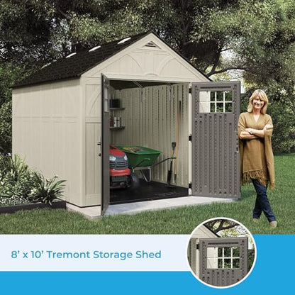 Suncast 8' x 10' Heavy-Duty Resin Tremont Storage Shed, Sand