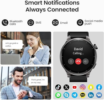 TOZO S5 Smart Watch (Answer/Make Calls), 1.43’’ AMOLED Smart Watches for Men Women 100+ Sport Modes Fitness Watch with Blood Oxygen/Sleep/Heart Rate Monitor, IP68 Waterproof Smartwatch