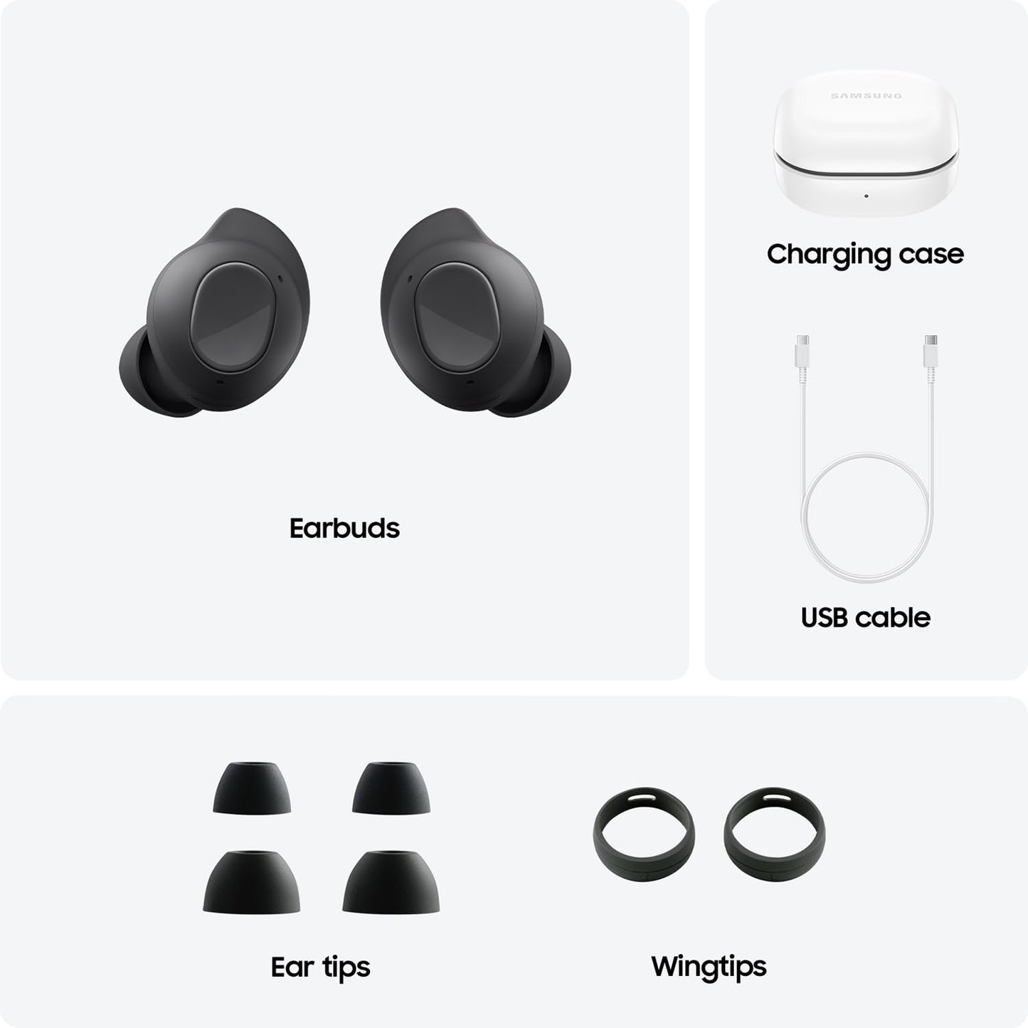 SAMSUNG Galaxy Buds FE True Wireless Bluetooth Earbuds, Comfort and Secure in Ear Fit, Auto Switch Audio, Touch Control, Built-in Voice Assistant, Graphite [US Version, 1Yr Manufacturer Warranty]