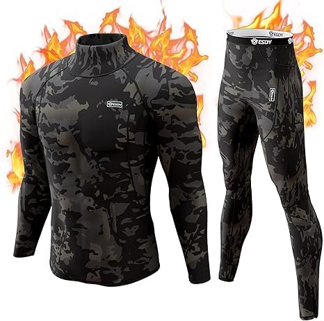 romision Thermal Underwear for Men, Long Johns Base Layer Fleece Lined Top Bottom for Cold Weather