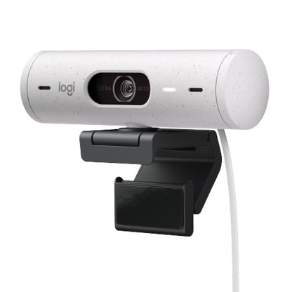 Logitech Brio 500 Full HD Webcam with Auto Light Correction,Show Mode, Dual Noise Reduction Mics, Webcam Privacy Cover, Works with Microsoft Teams, Google Meet, Zoom, USB-C Cable - Off White