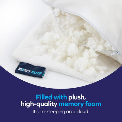 Sidney Sleep Adjustable Curved Contour Fill Pillow – Queen Size – for Side and Back Sleepers – Neck & Shoulder Comfort Support – Extra Fill Included (White)
