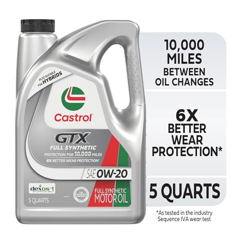 Castrol GTX Full Synthetic 0W-20 Motor Oil, 5 Quarts