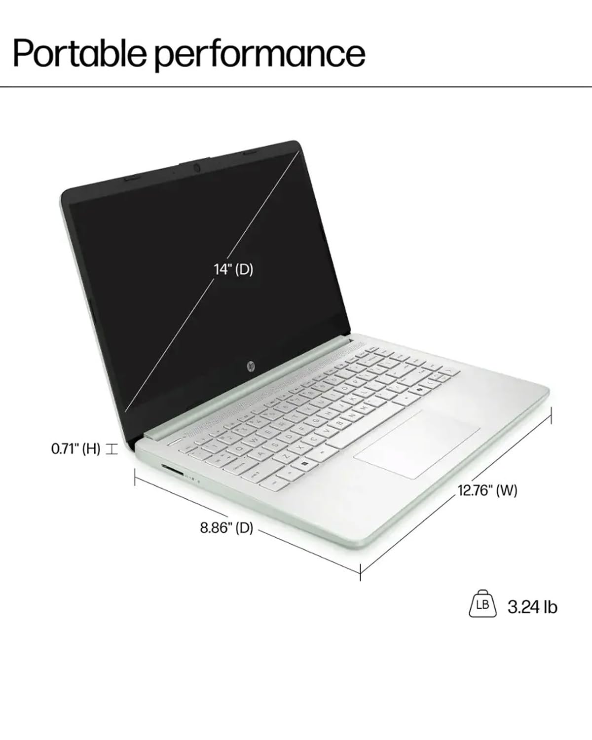 HP 2025 Business Laptop Computer - w/Microsoft Office Lifetime & External DVD Drive • 16GB RAM • 128GB UFS & 256GB Extend Micro SD • Intel 4-Core Processor • HD Display • Win11 Pro(Green)