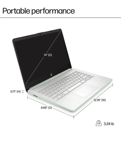 HP 2025 Business Laptop Computer - w/Microsoft Office Lifetime & External DVD Drive • 16GB RAM • 128GB UFS & 256GB Extend Micro SD • Intel 4-Core Processor • HD Display • Win11 Pro(Green)