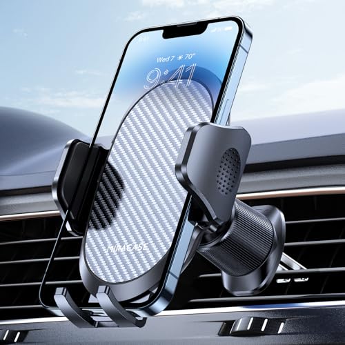 Miracase Phone Holders for Your Car with Metal Hook Clip, Air Vent Cell Phone Stand Car Mount, Universal Automobile Cradle for Garmin GPS Fit iPhone Android and All Smartphones, Dark Black