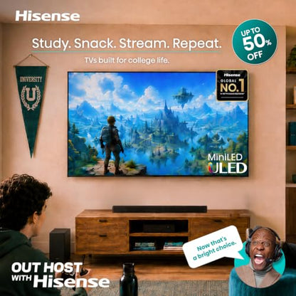 Hisense 50" E6 Cinema Series Hi-QLED 4K UHD Smart Fire TV (50E6QF) - AI Light Sensor, Dolby Vision · Atmos, Voice Remote with Alexa, Motion Rate 120, HDR 10+ Adaptive, Game Mode Plus