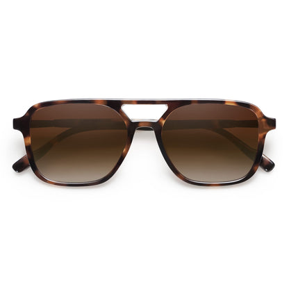 SOJOS Retro Aviator Sunglasses for Women Men,Trendy Rectangle Womens Mens Shades Sun Glasses SJ2202 Tortoise Frame Brown Grading Lens