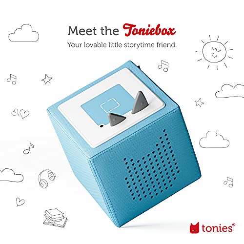 Toniebox Audio Player Starter Set with Spidey, Ghost-Spider, Spin, Black Panther, and Playtime Puppy - Listen, Learn, and Play with One Huggable Little Box - Light Blue