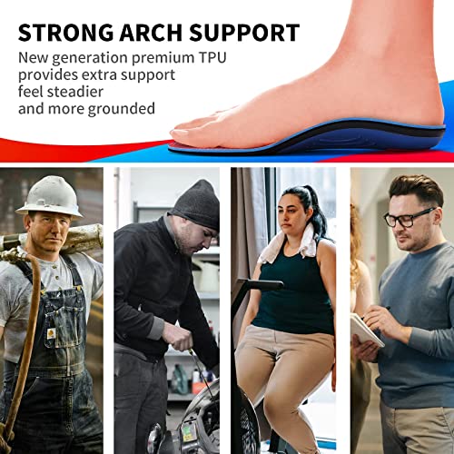 Walkomfy Heavy Duty Support Pain Relief Orthotics - 210+ lbs Plantar Fasciitis High Arch Support Insoles for Men Women, Flat Feet Orthotic Insert, Work Boot Shoe Insole, Absorb Shock with Every Step