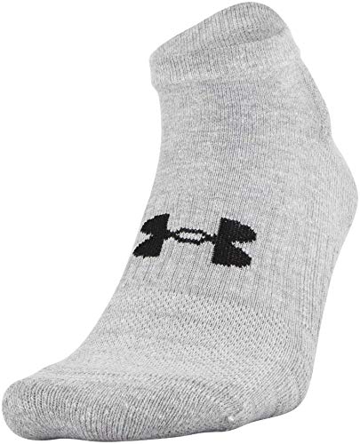 Under Armour Adult Training Cotton No Show Socks, Multipairs , True Gray Heather Assorted 2 (6-Pairs) , Large