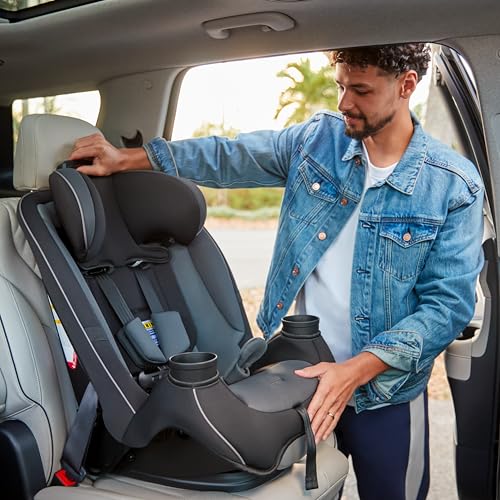Safety 1st Grow and Go All-in-One Slim Convertible Car Seat, Rear Facing, 5-40 lbs, Forward Facing (30–65 lbs), High Back Booster Seat 40-100 pounds, Vineyard Girl