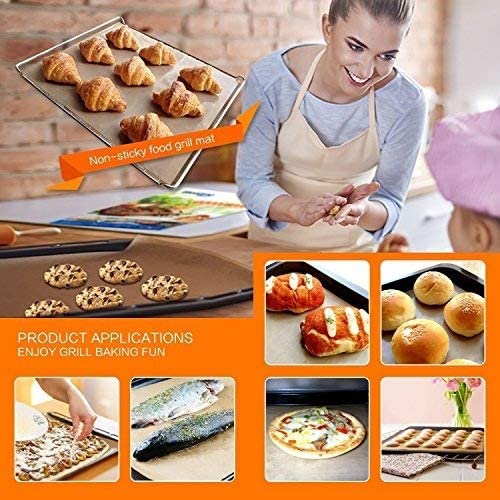 WIBIMEN Grill Mats for Ourdoor Grill, Set of 7 Copper Grill Mat 100% PFOA Free Non-Stick 15.75 x 13", Heavy Duty, Resuable and Easy to Clean, Works on Gas Charcoal and Electric BBQ (7pcs) (Copper)