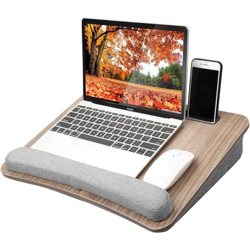 HUANUO Laptop Lap Desk - Portable Lap Desk with Pillow Cushion, Fits up to 15.6 inch Laptop, with Anti-Slip Strip & Storage Function for Home Office Students Use as Computer Laptop Stand, Book Tablet