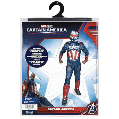 MARVEL Captain America Official Youth Halloween Costume - Premium Quality Padded Jumpsuit with Plastic Mask (L)