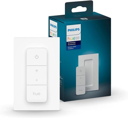 Philips Hue Smart Dimmer Switch with Remote, White - 1 Pack - Turns Hue Lights On, Off, Dims or Brightens - Requires Hue Bridge - Easy, No-Wire Installation