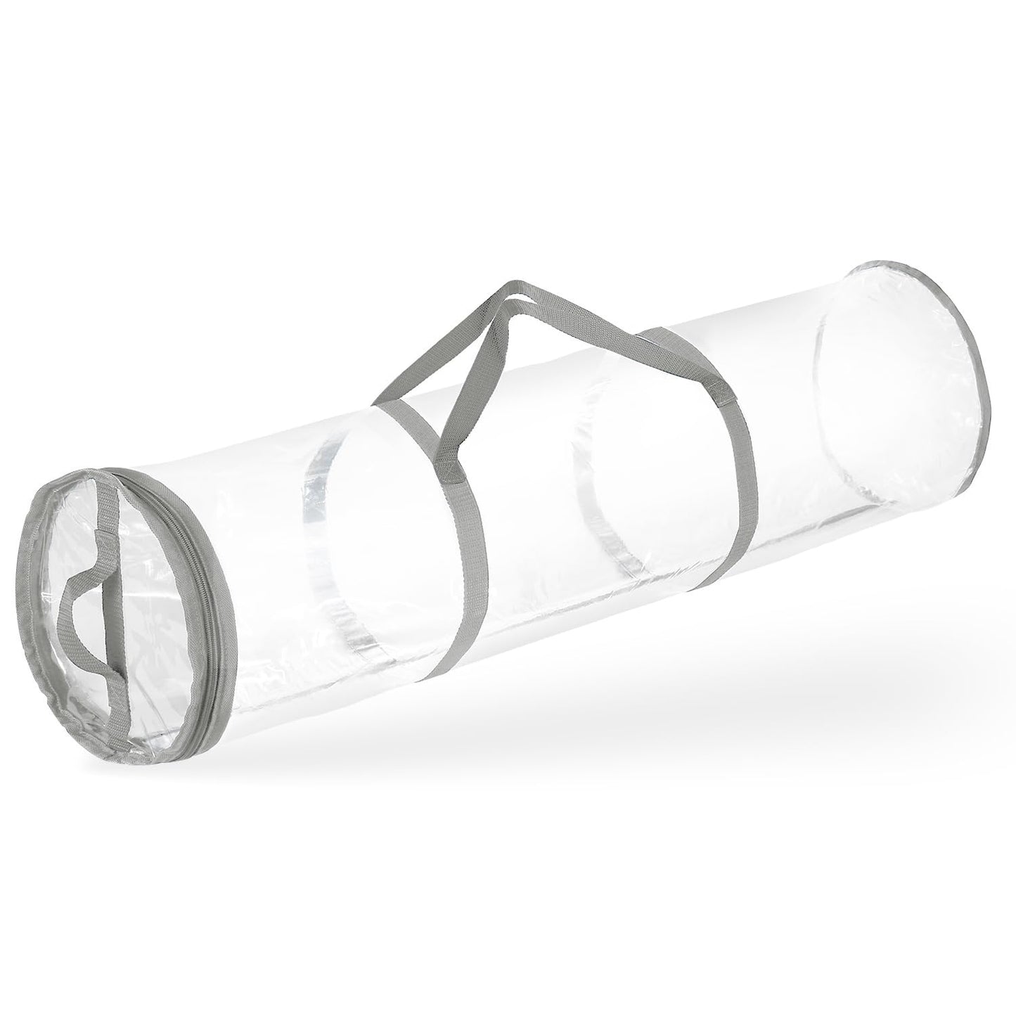 Hearth & Harbor Wrapping Paper Storage Container - Clear Wrapping Paper Holder Fits Up To 14 Rolls of 40" - Tear Proof Gift Wrap Organizer - Premium Bag for Easy Carrying, Silver