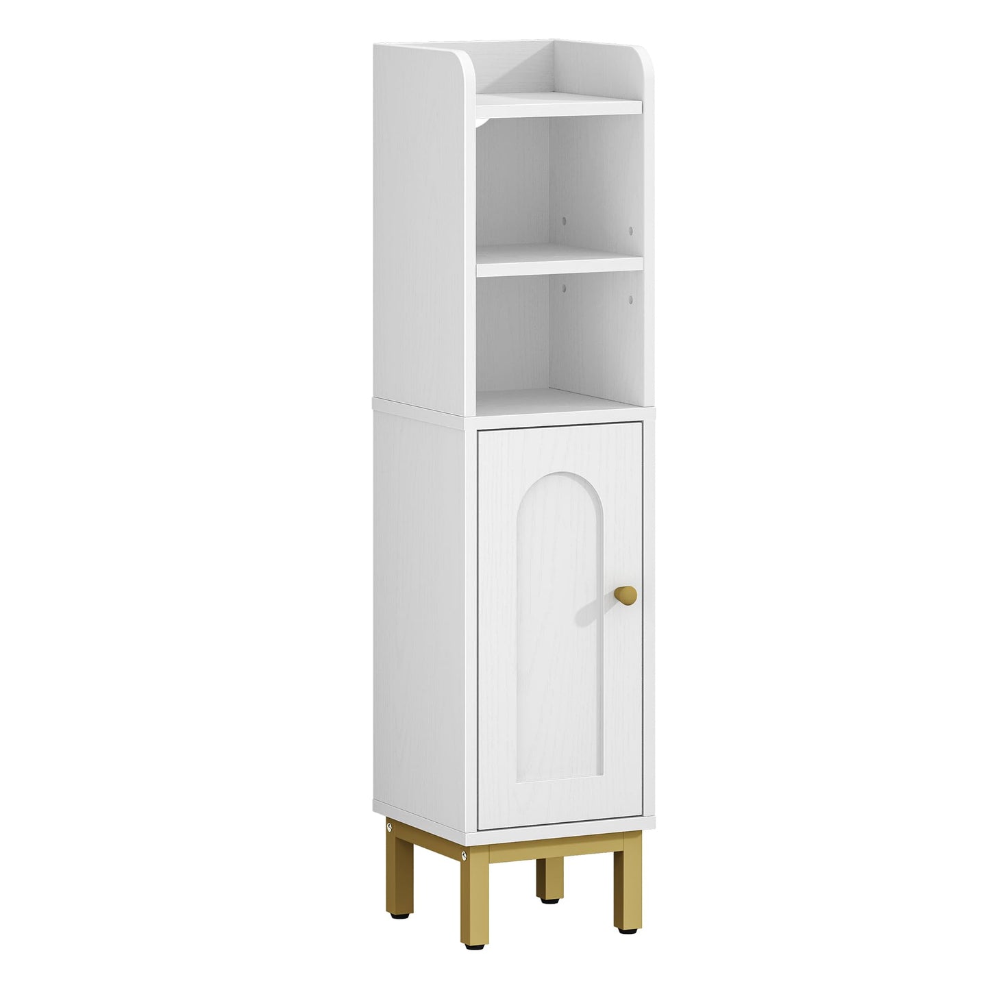 Hzuaneri Bathroom Storage Cabinet, Small Corner Floor Cabinet with Door and Shelves, Narrow Toilet Paper Holder, Bathroom Organizer with Adjustable Shelf, for Small Spaces, White BC08203X