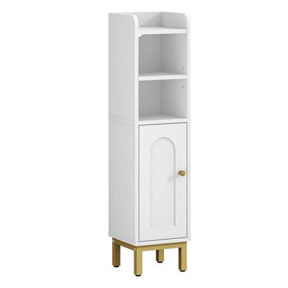 Hzuaneri Bathroom Storage Cabinet, Small Corner Floor Cabinet with Door and Shelves, Narrow Toilet Paper Holder, Bathroom Organizer with Adjustable Shelf, for Small Spaces, White BC08203X