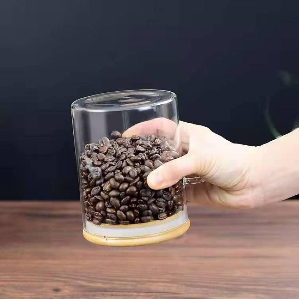 Airtight Glass Jars With Bamboo Lids And Spoons, 17oz Glass Canisters With Lid For Spice Beans Tea, Sealed Sugar Container, Glass Coffee Containers, Food Jars Canisters, Kitchen Accessories (1pcs)