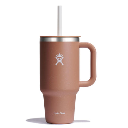 Hydro Flask 32 Oz Travel Tumbler with Handle, Lid and Straw - Insulated Stainless Steel in Sandy