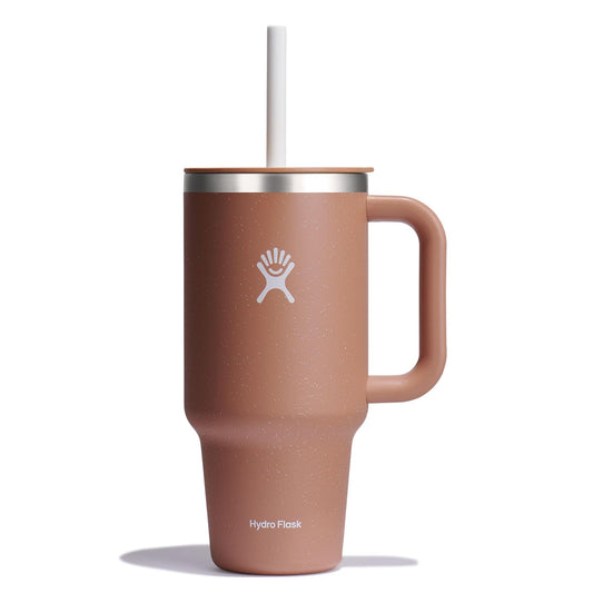 Hydro Flask 32 Oz Travel Tumbler with Handle, Lid and Straw - Insulated Stainless Steel in Sandy
