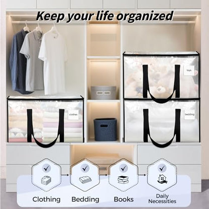 ukeetap 8 Pack Extra Large Clothes Storage Bins with Lids, Clear