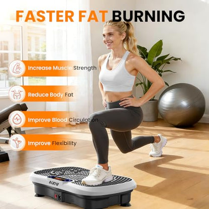 AXV Vibration Plate Fitness Platform Exercise Machine Vibrating Shaking Full Body Shaker Workout Vibrate Stand Shake Board Sport for Weight Loss Fat Burner for Gym Home Office