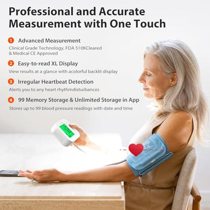 iHealth Track Smart Upper Arm Blood Pressure Monitor with Wide Range Cuff That fits Standard to Large Adult Arms, Bluetooth Compatible for iOS & Android Devices