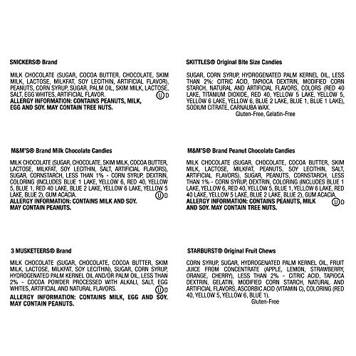 Mars M&M'S, SNICKERS, 3 MUSKETEERS, SKITTLES & STARBURST Variety Pack Full Size Bulk Candy Assortment, 56.11 oz, 30 Count